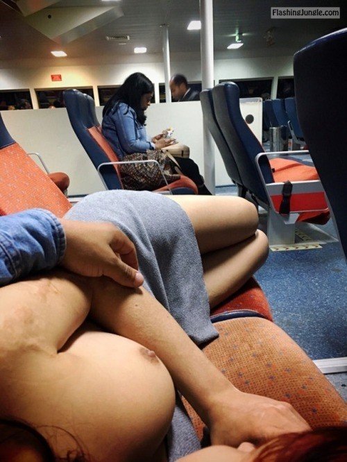 My baby is sleeping on the airport with one boob out public flashing howife boobs flash