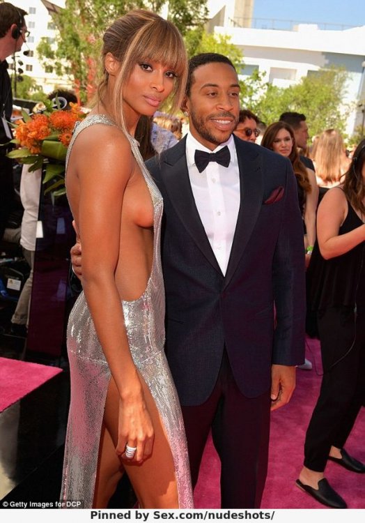 Ciara statuesque stunner: The 30-year-old singer showed off lots of leg with a thigh-high slit and a nice side-boob.