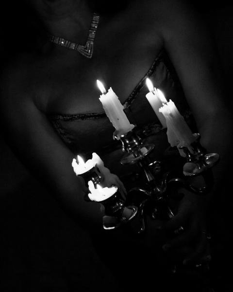 Candlelight is so pretty, especially from a candelabra emphasizing my best features